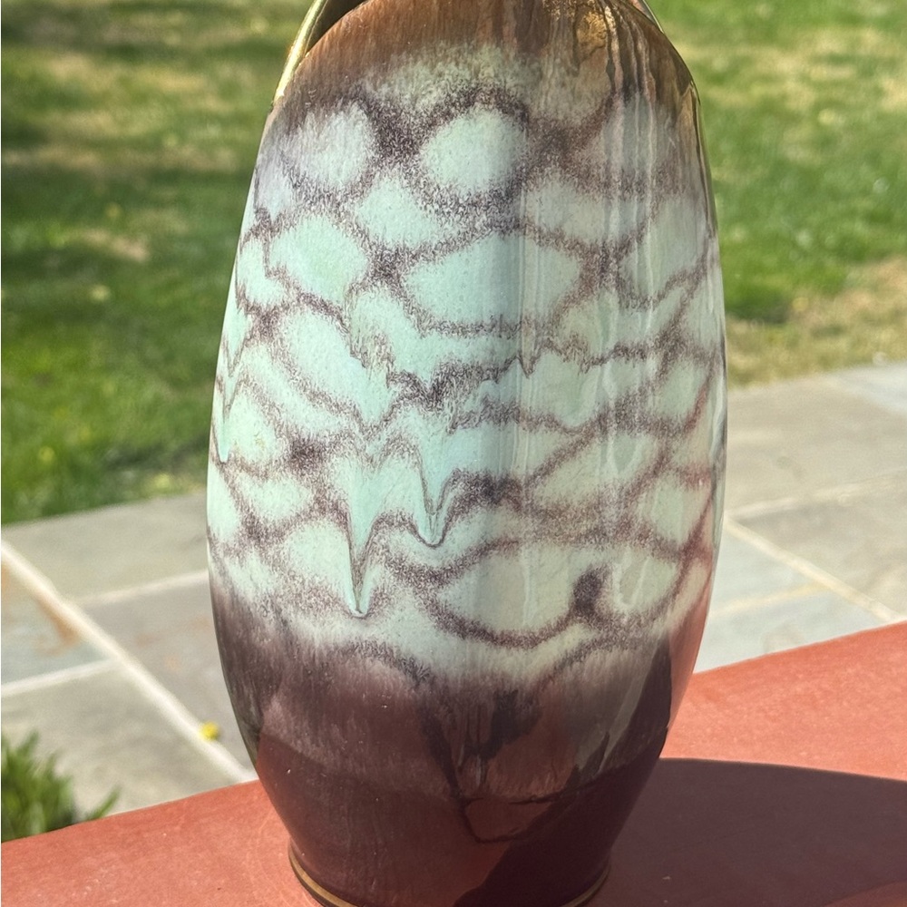 Unique Brown and Green Ceramic Vase